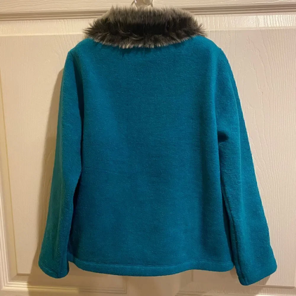 Gymboree snowflake fun fur collar zip up sweater jacket